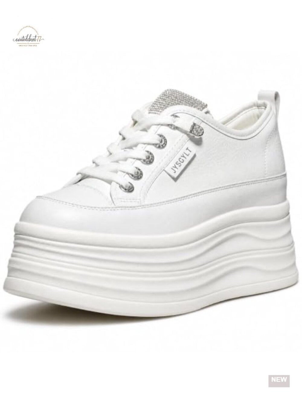 Women's Chunky Platform Sneakers Leather Fashion Walking Shoes Lace-Up